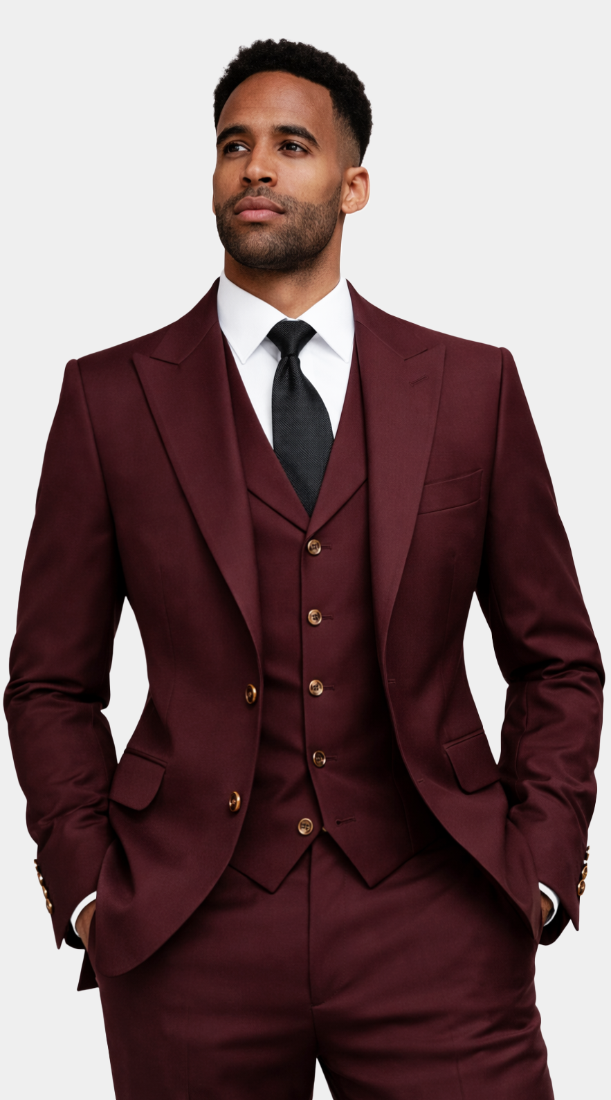 Mahogany Wine Three-Piece Suit
