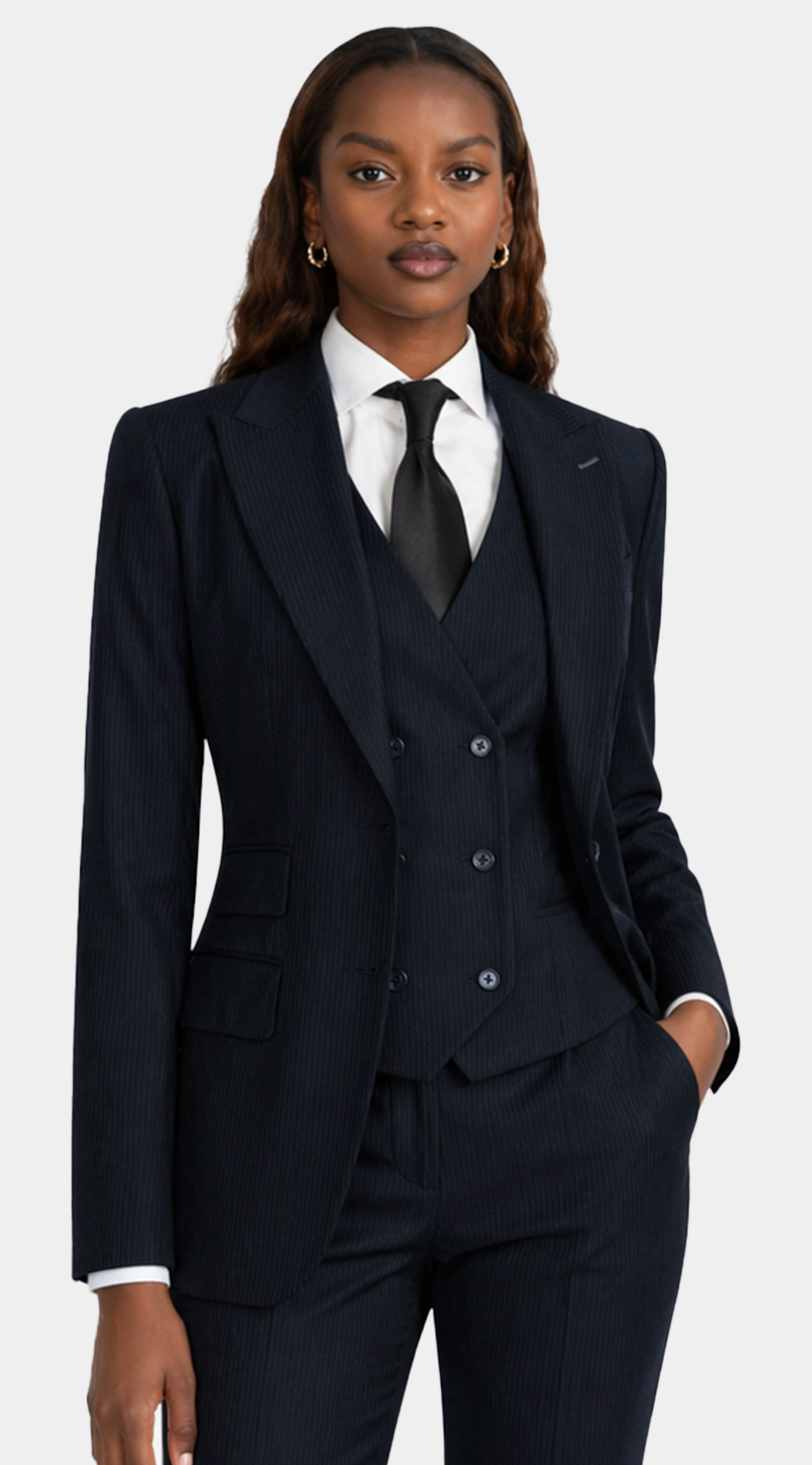 Midnight Blue Pinstripe Three-Piece Suit