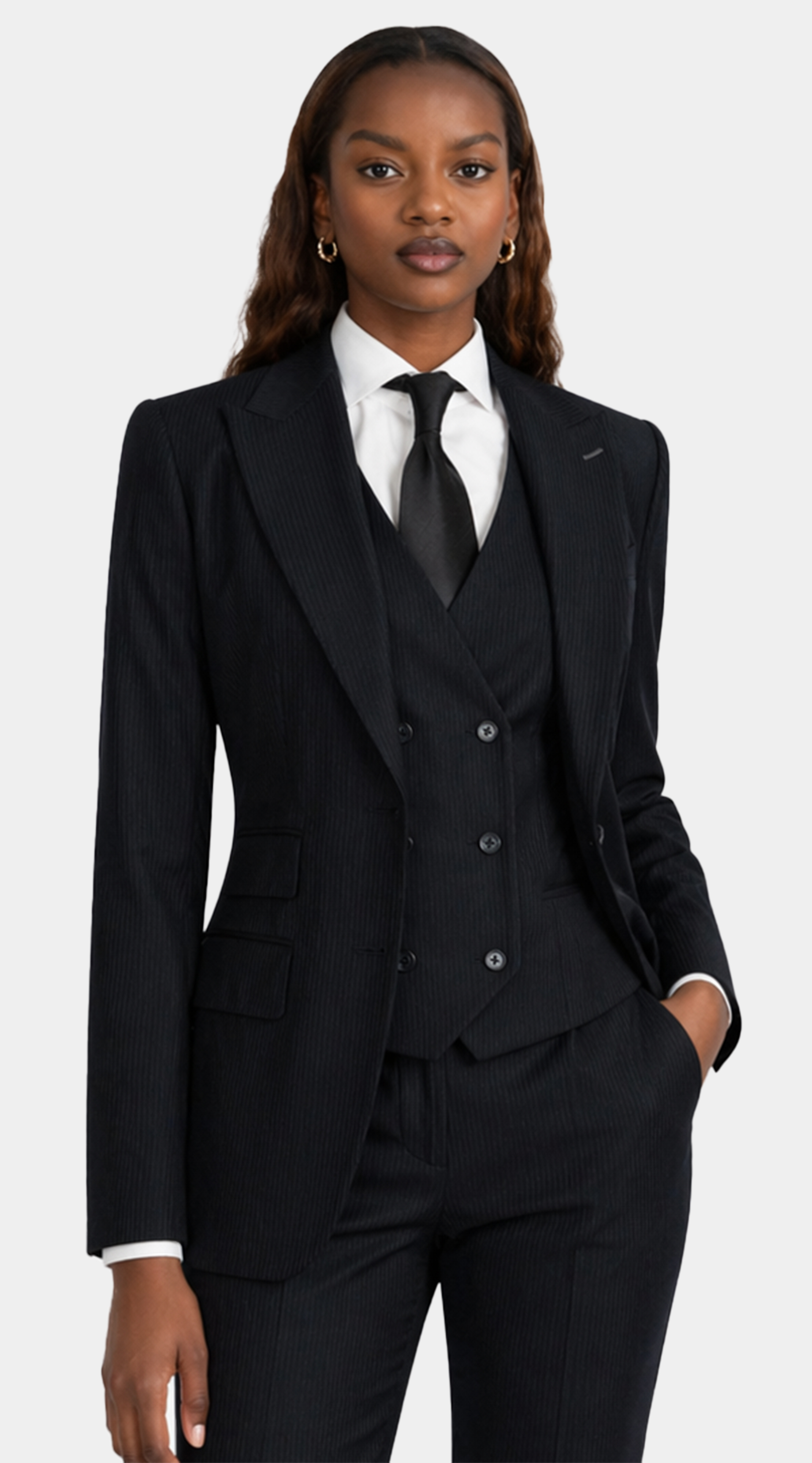 Midnight Blue Pinstripe Three-Piece Suit