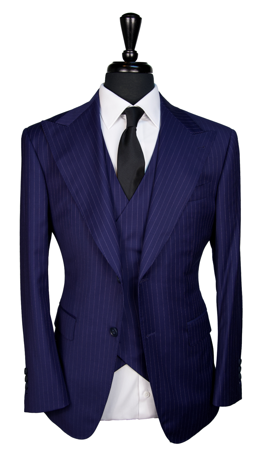 Royal Blue Pinstripe Wool Suit