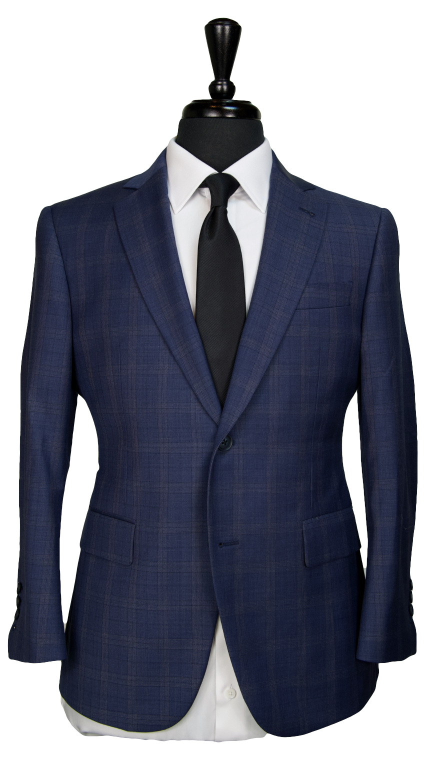 Space Blue Windowpane Wool Suit