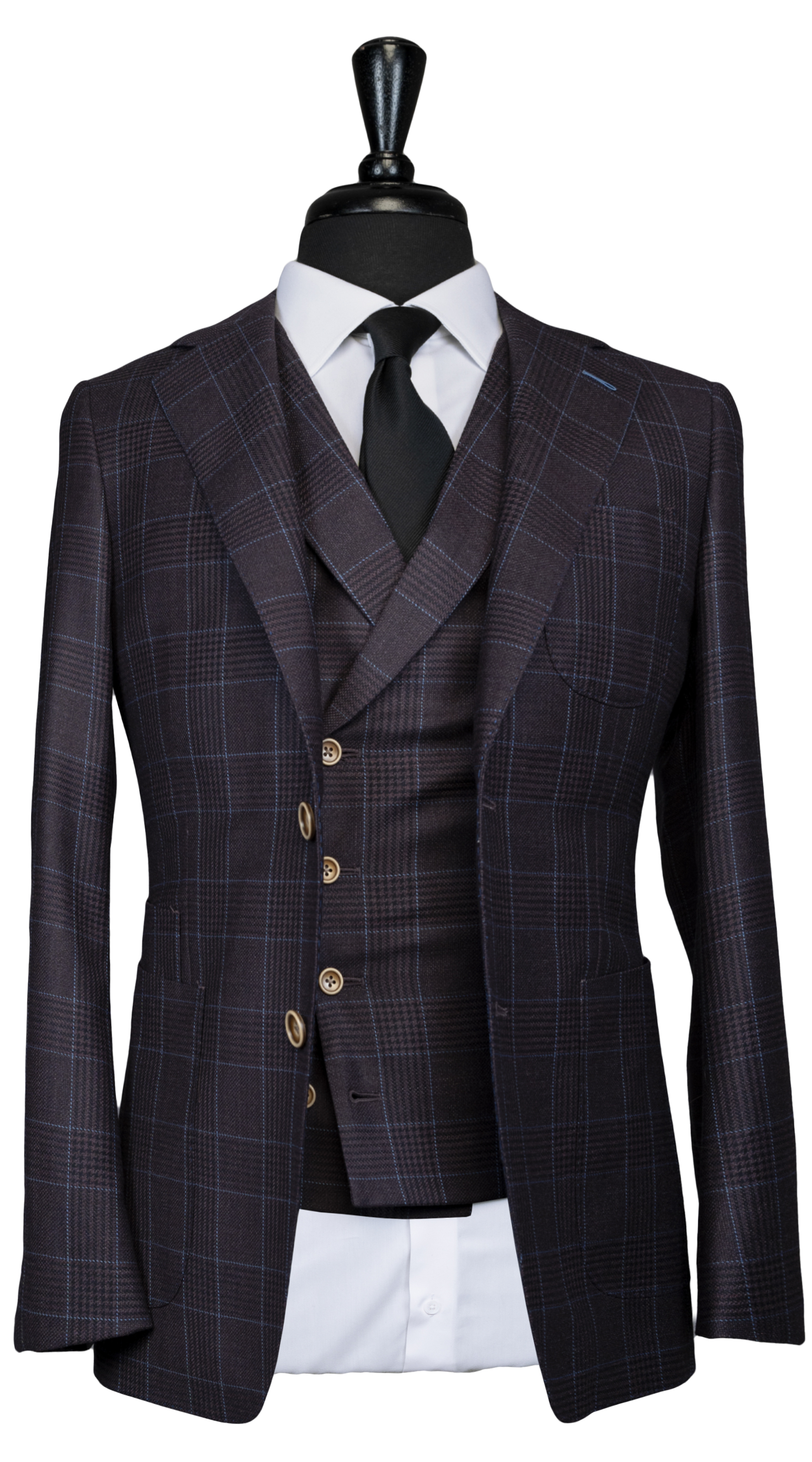 Purple Plaid Blue Overcheck Suit