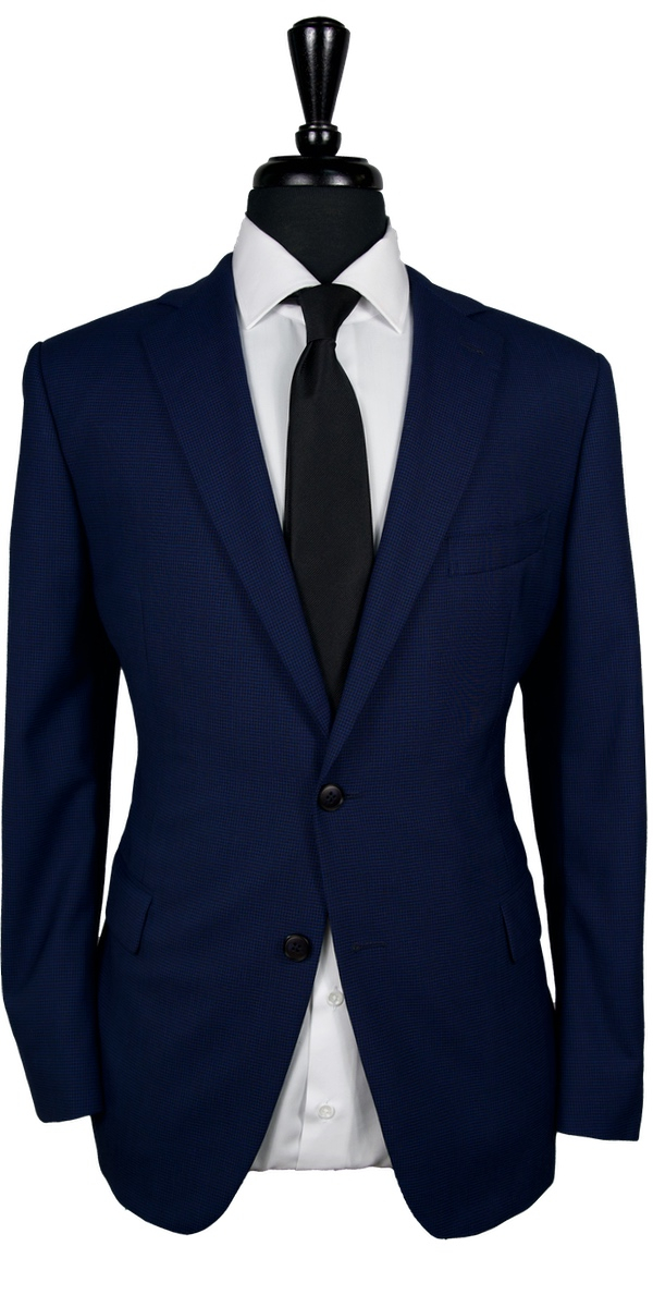 Blue Houndstooth Comfort Wool Suit