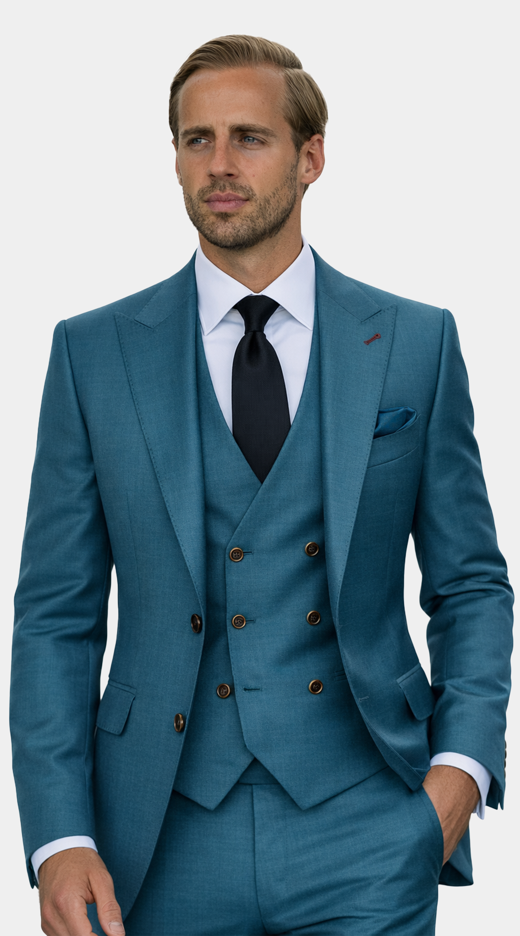 Peacock Blue Three-Piece Suit
