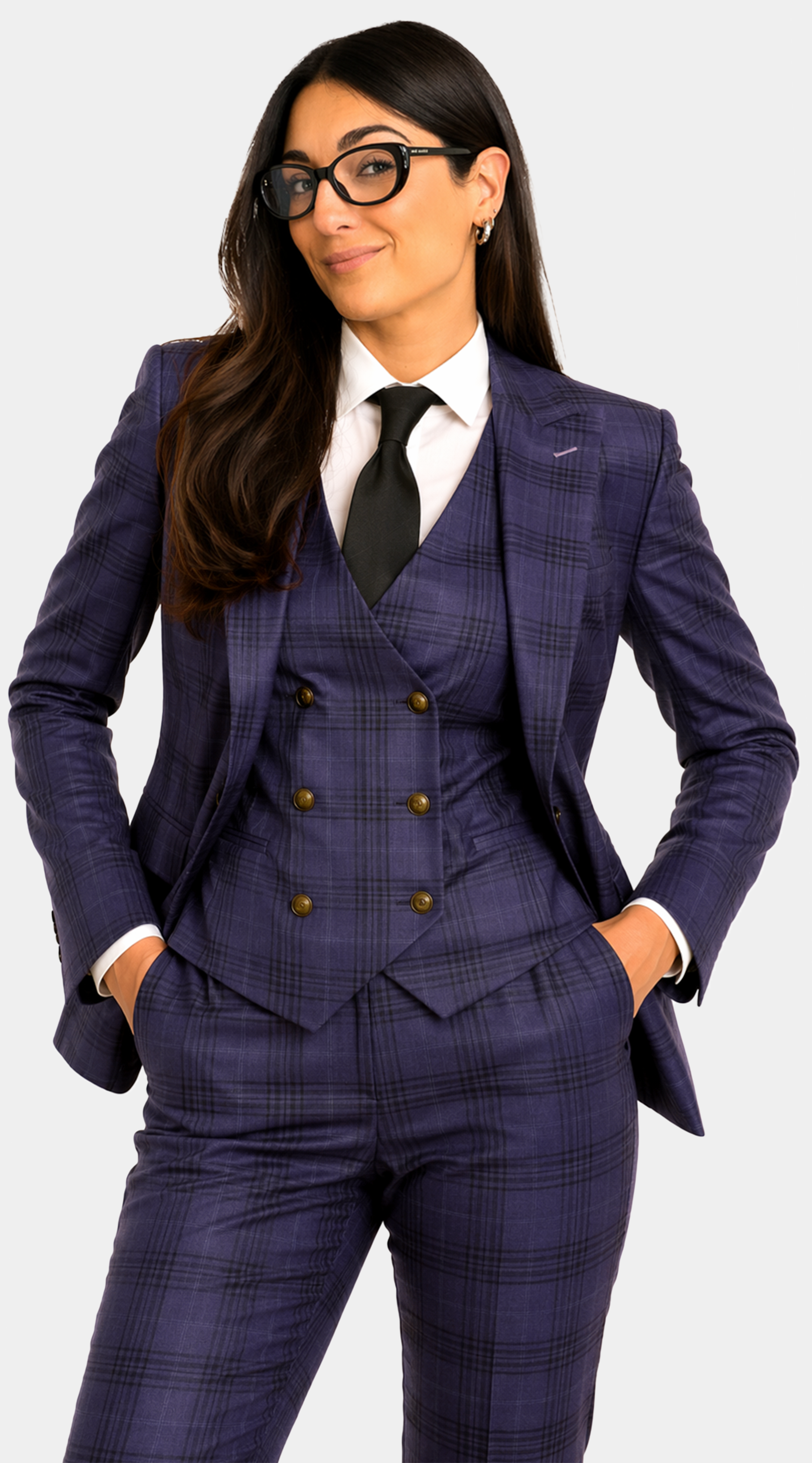 Complet Trois Pièces Glen Plaid Mauve 