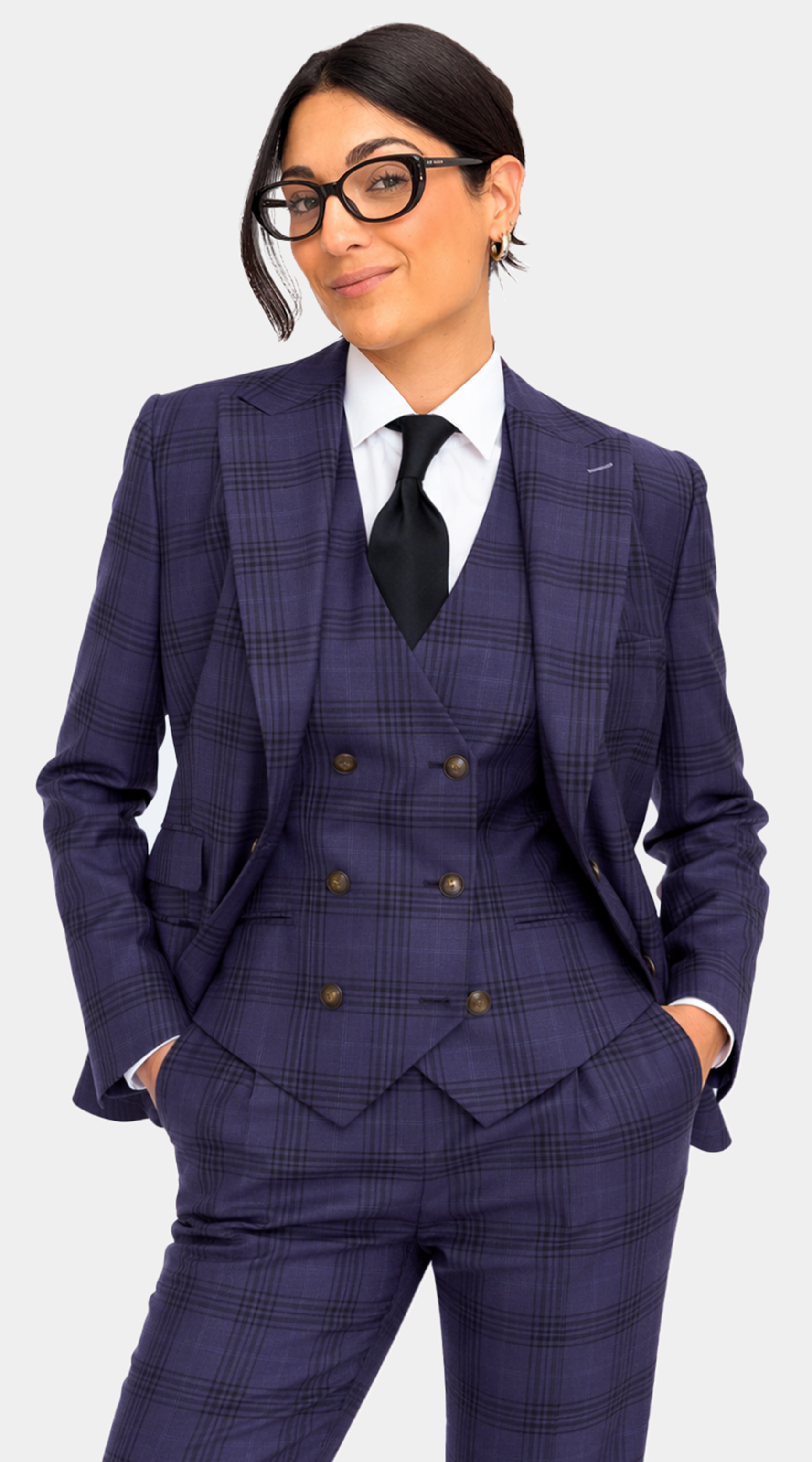 Purple Glen Plaid Three-Piece Suit