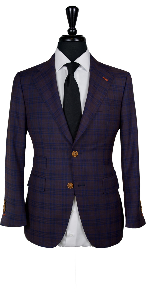 Plum Checkered Wool Suit