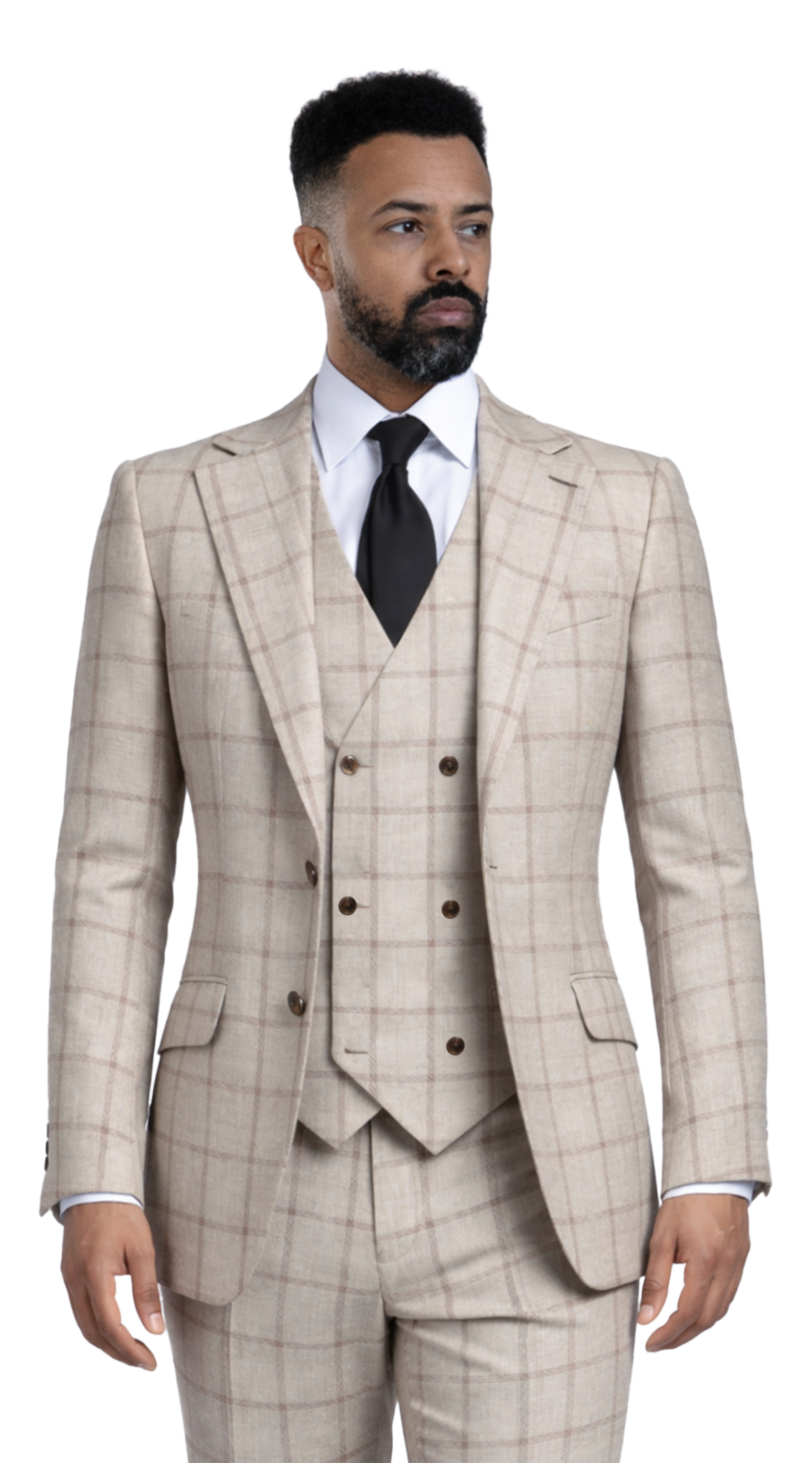 Sandstone Windowpane Wool Suit