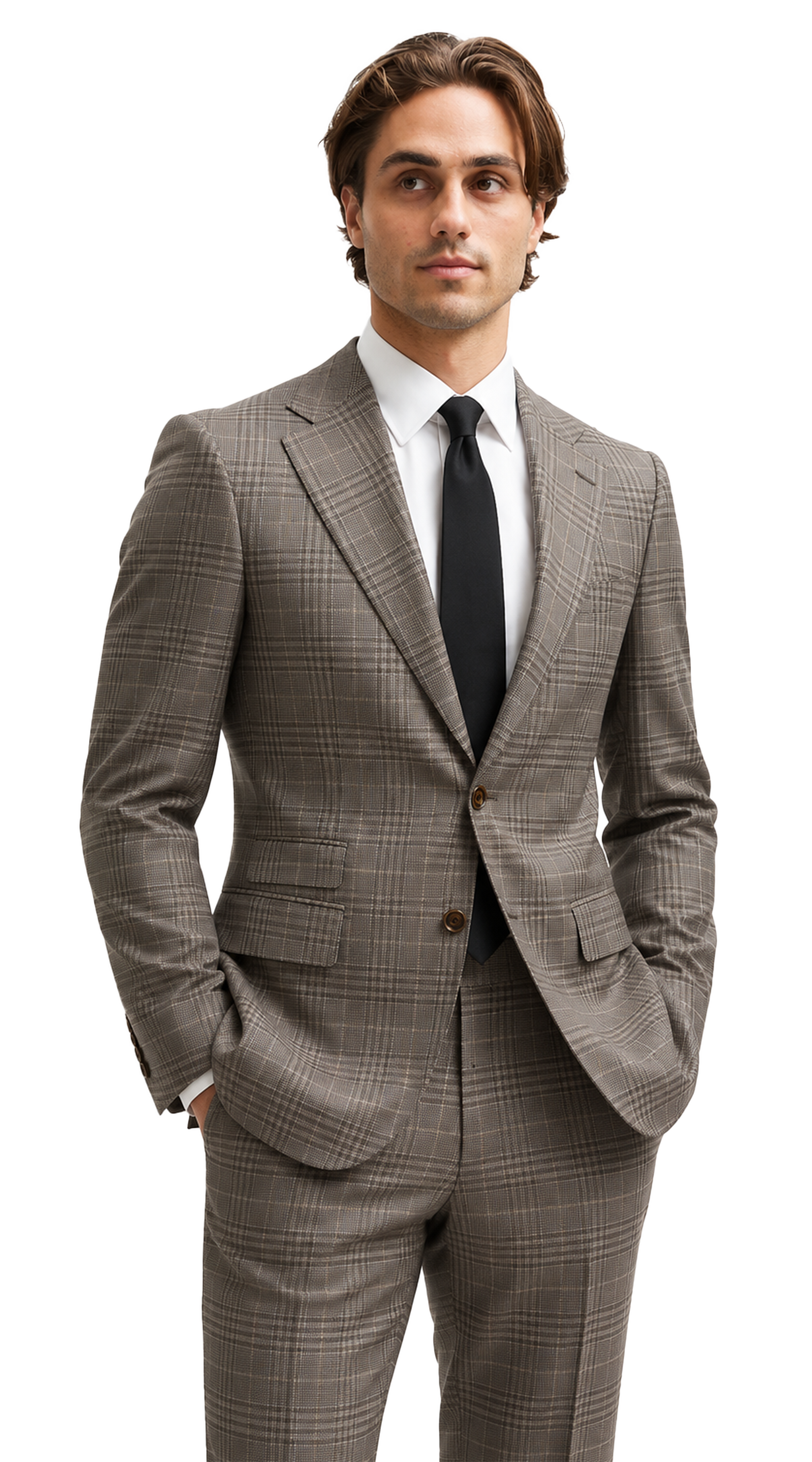 Taupe Brown Glen Plaid Wool Suit