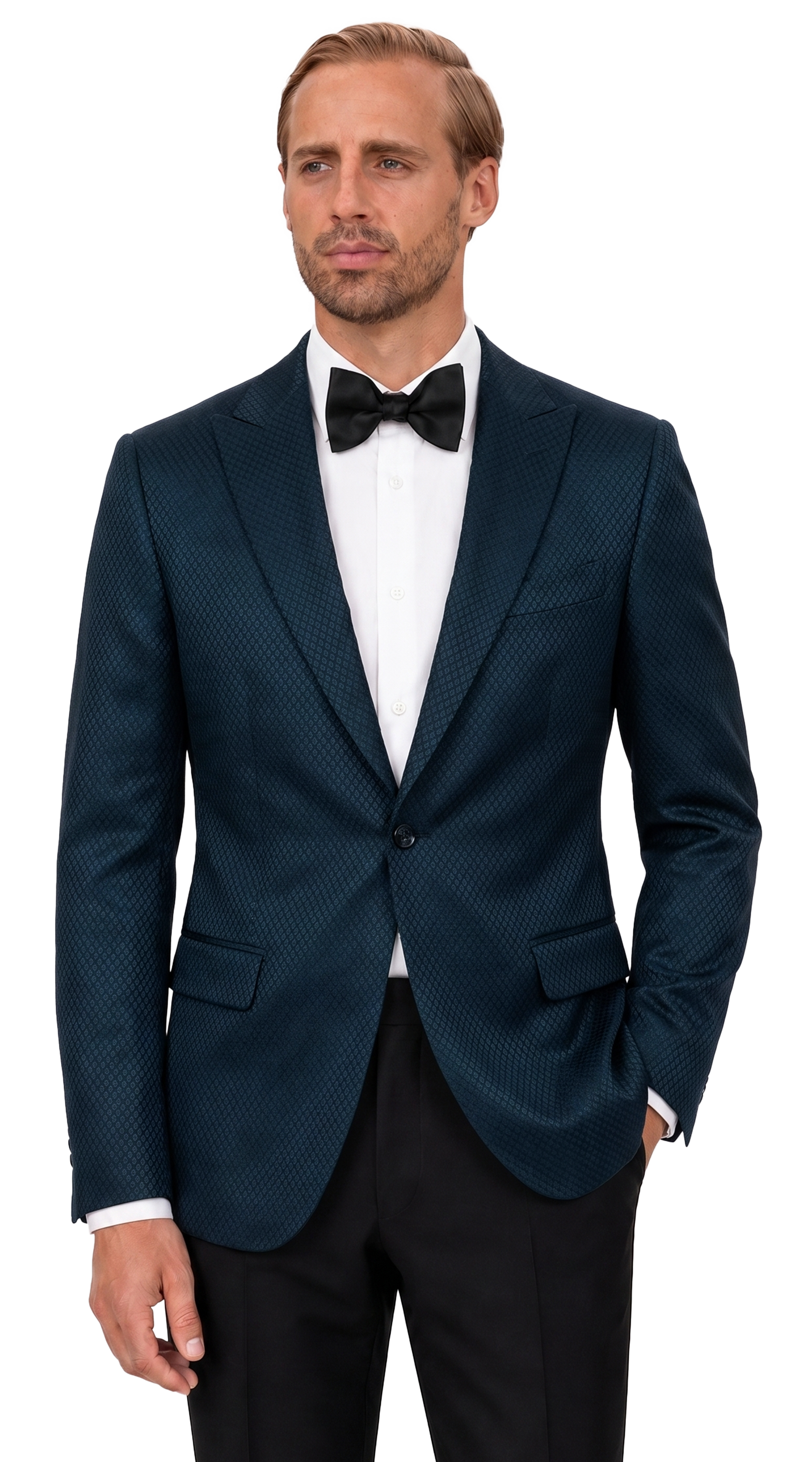 Tuxedo Jacquard Diamant Bleu Sarcelle