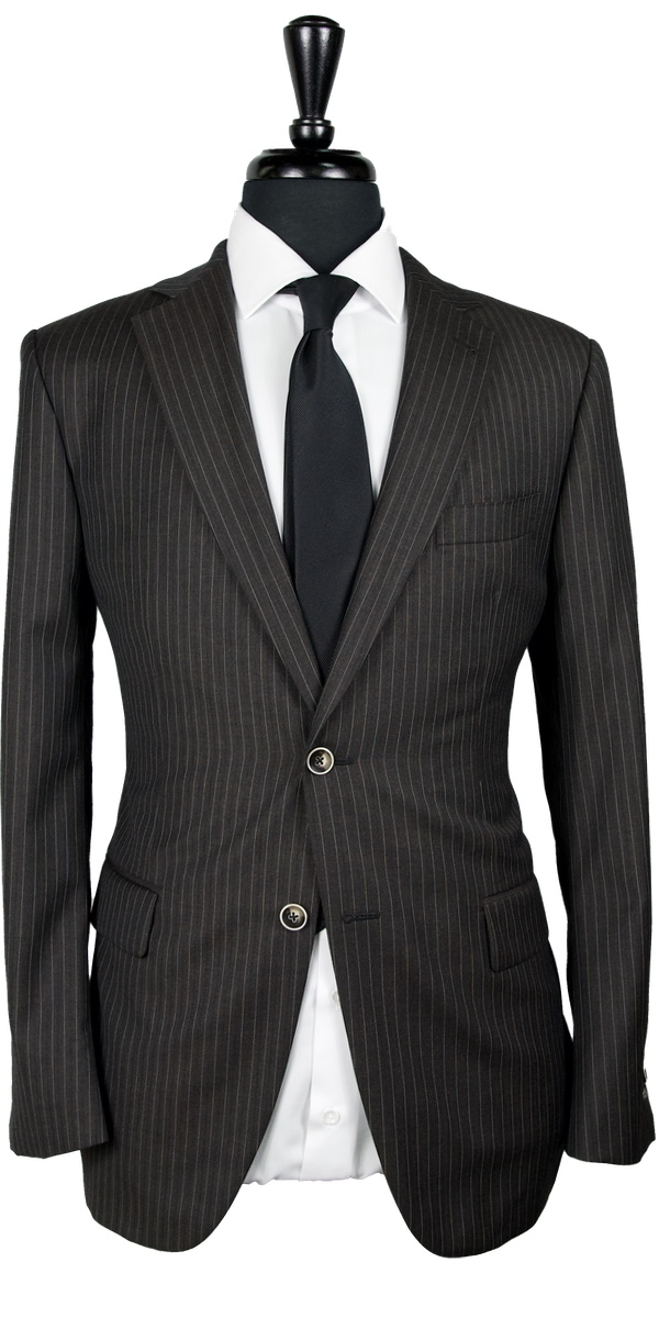 Chocolate Striped Wool Suit