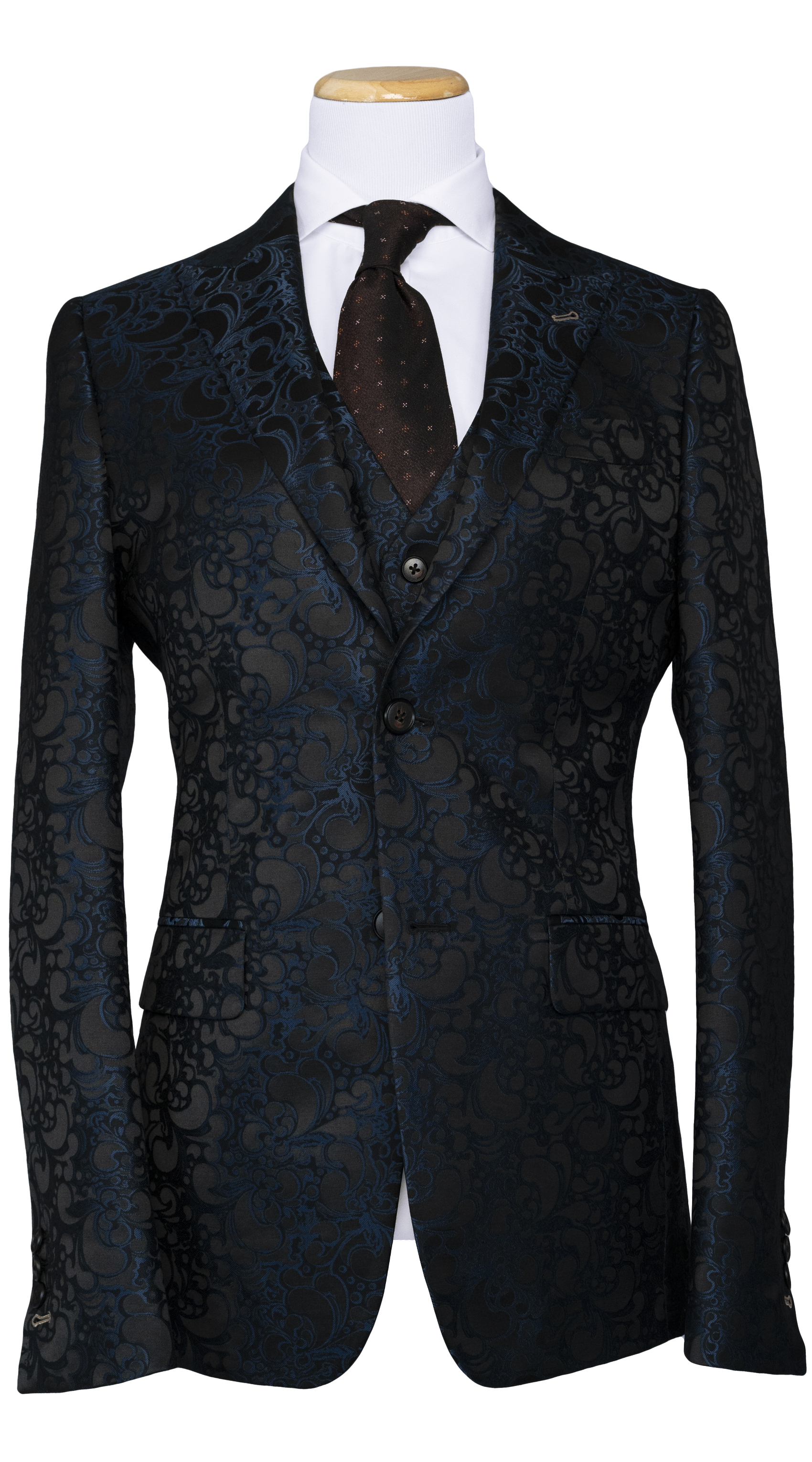 Complet Jacquard Baroque Bleu Nuit