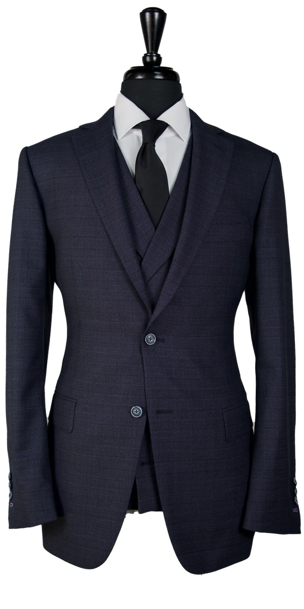 Denim Blue Prince of Wales Wool Suit