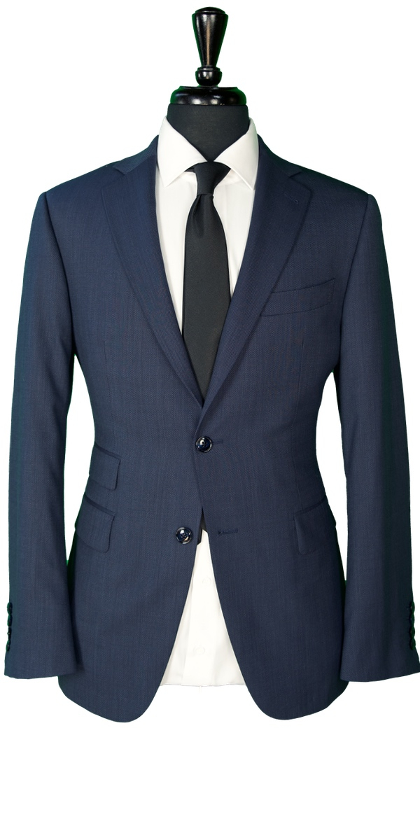 Blue Hopsack Wool Suit