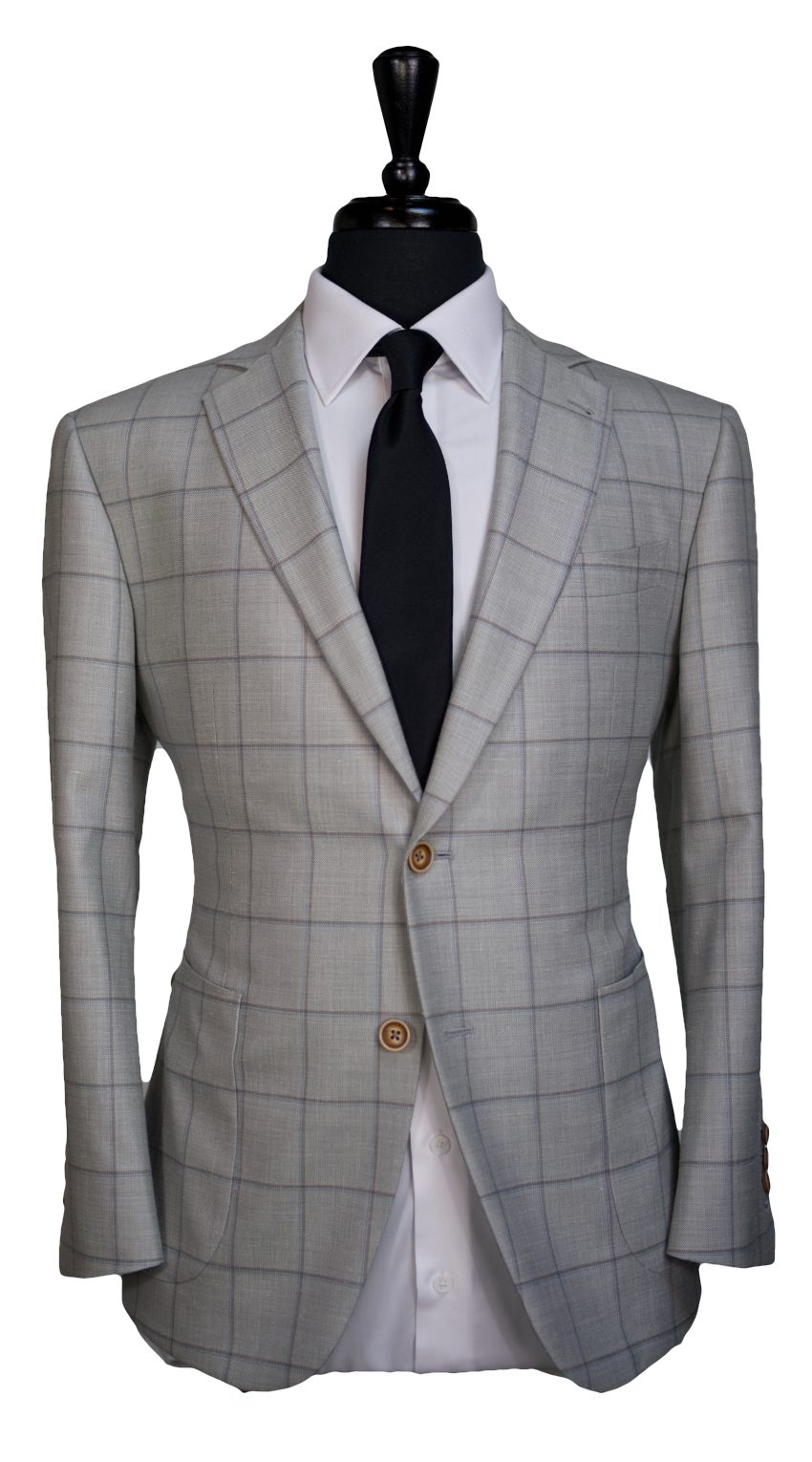 Cream Windowpane Wool Suit