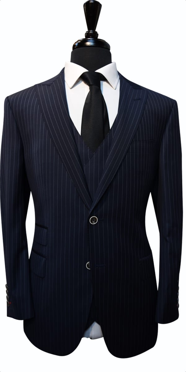 Midnight Blue Dotted Pinstripe Wool Suit
