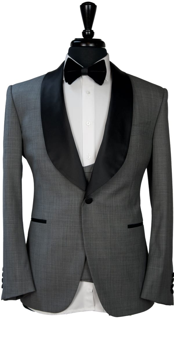 Classic Grey Sharkskin Wool Tuxedo