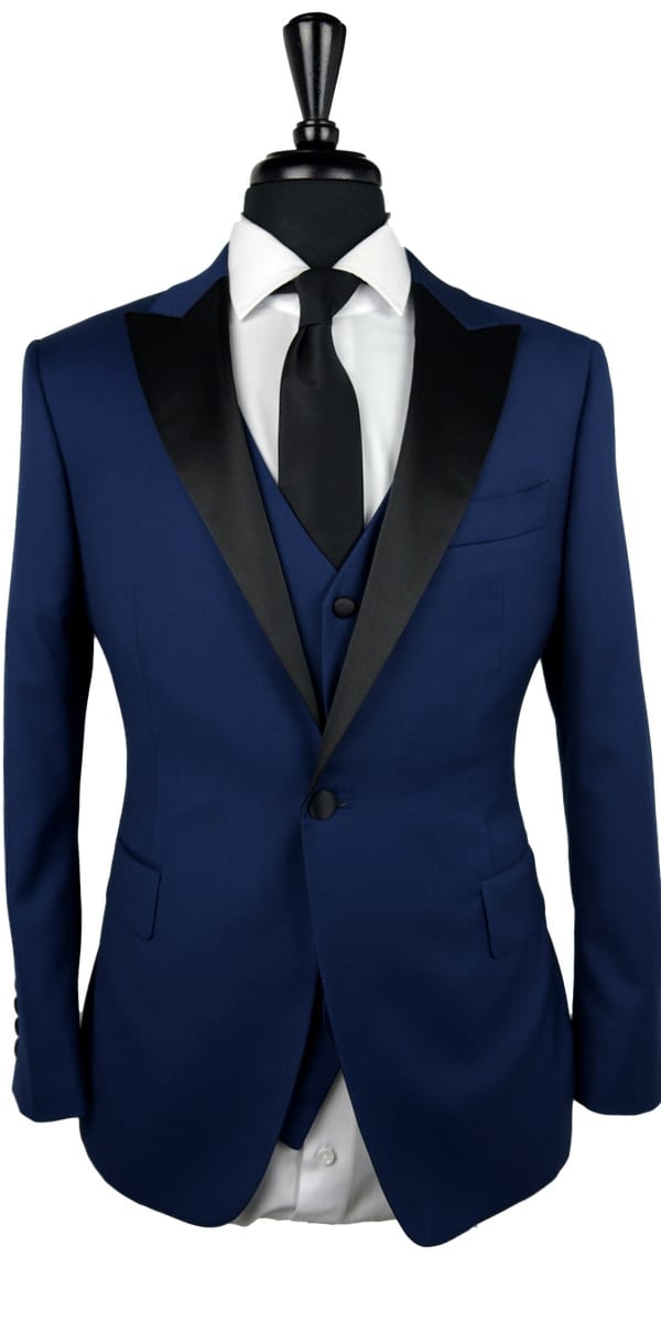 Tuxedo bleu Oxford à revers aigu