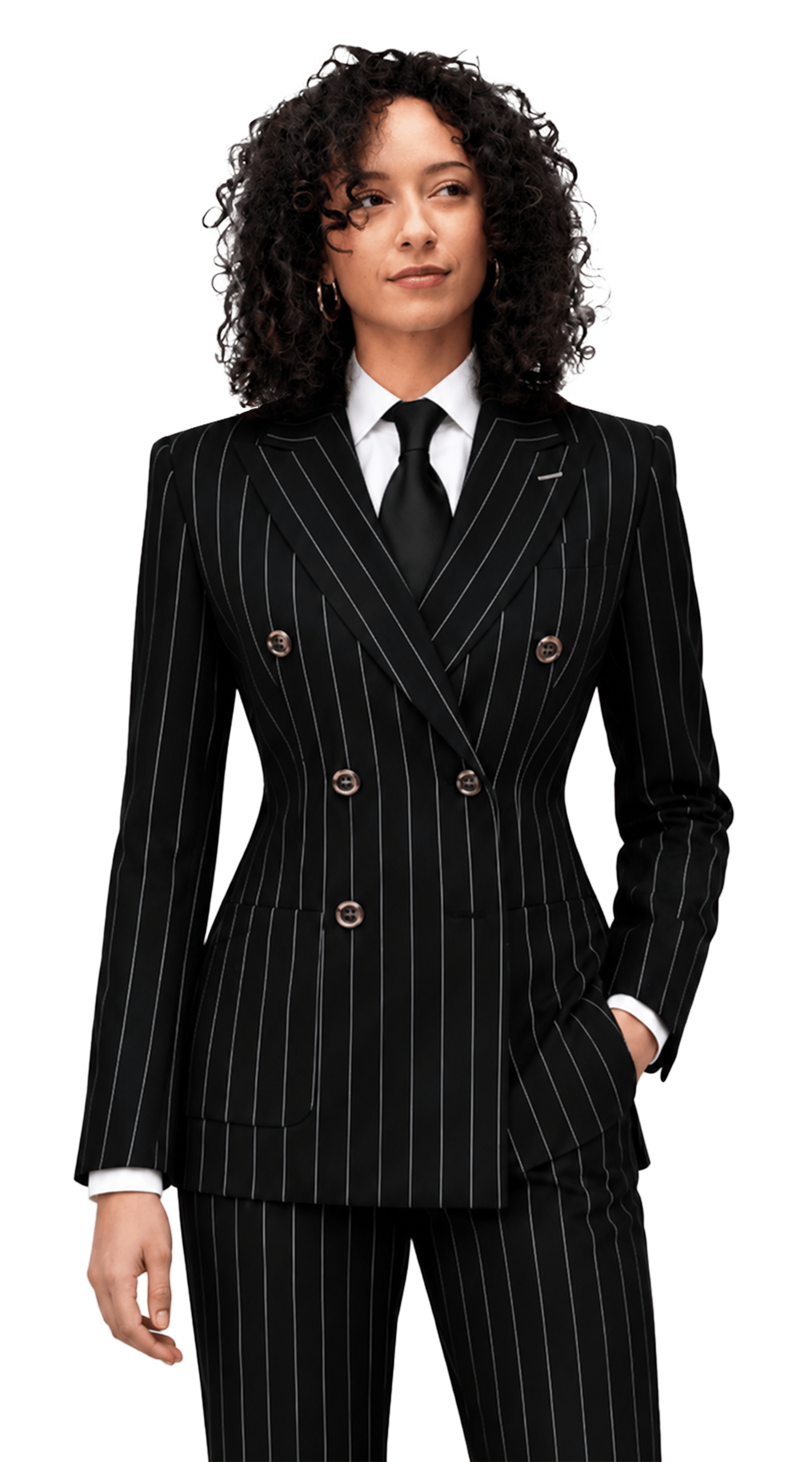 Black Pinstripe Double-Breasted  Suit