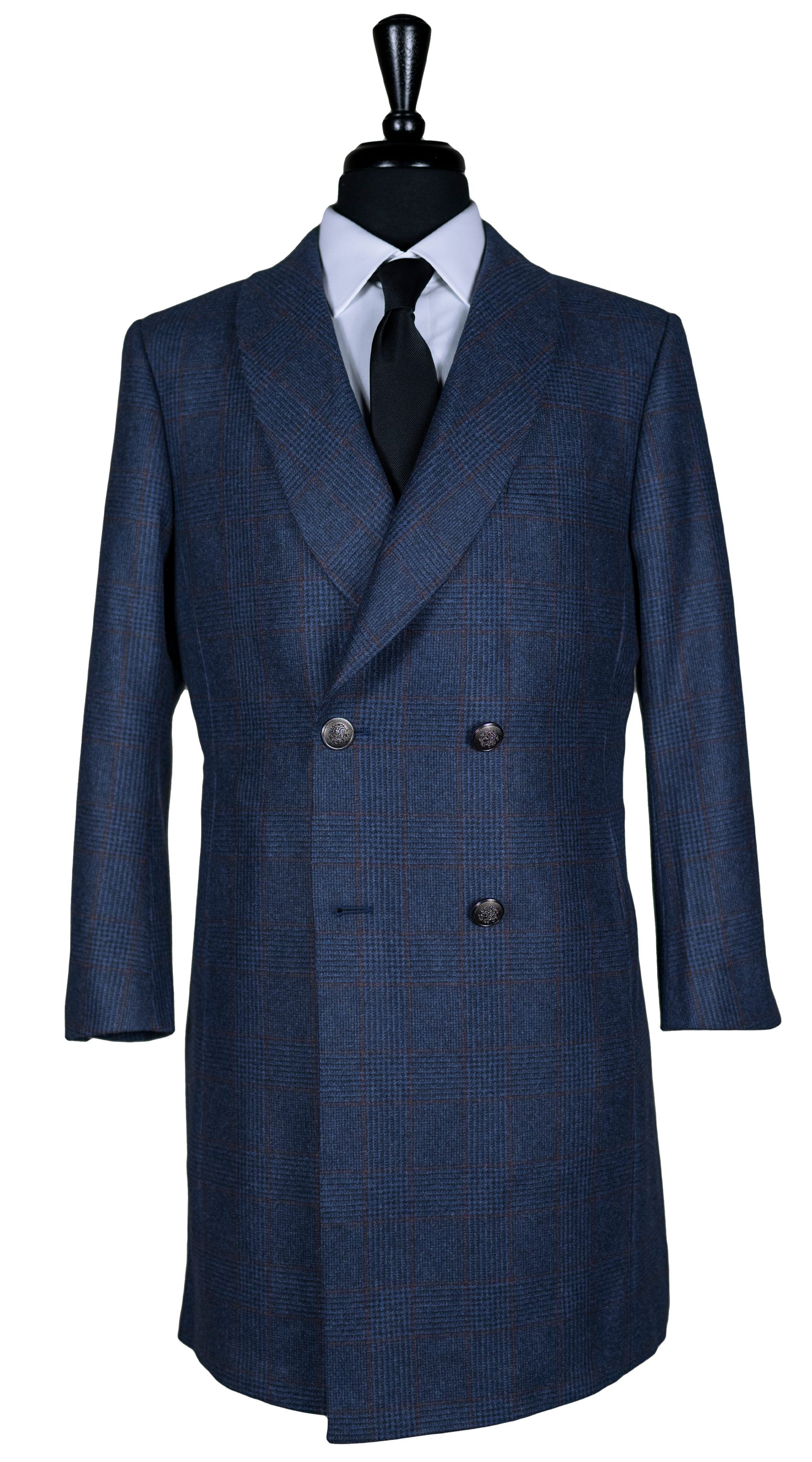Manteau Croisé Carreaux Marine
