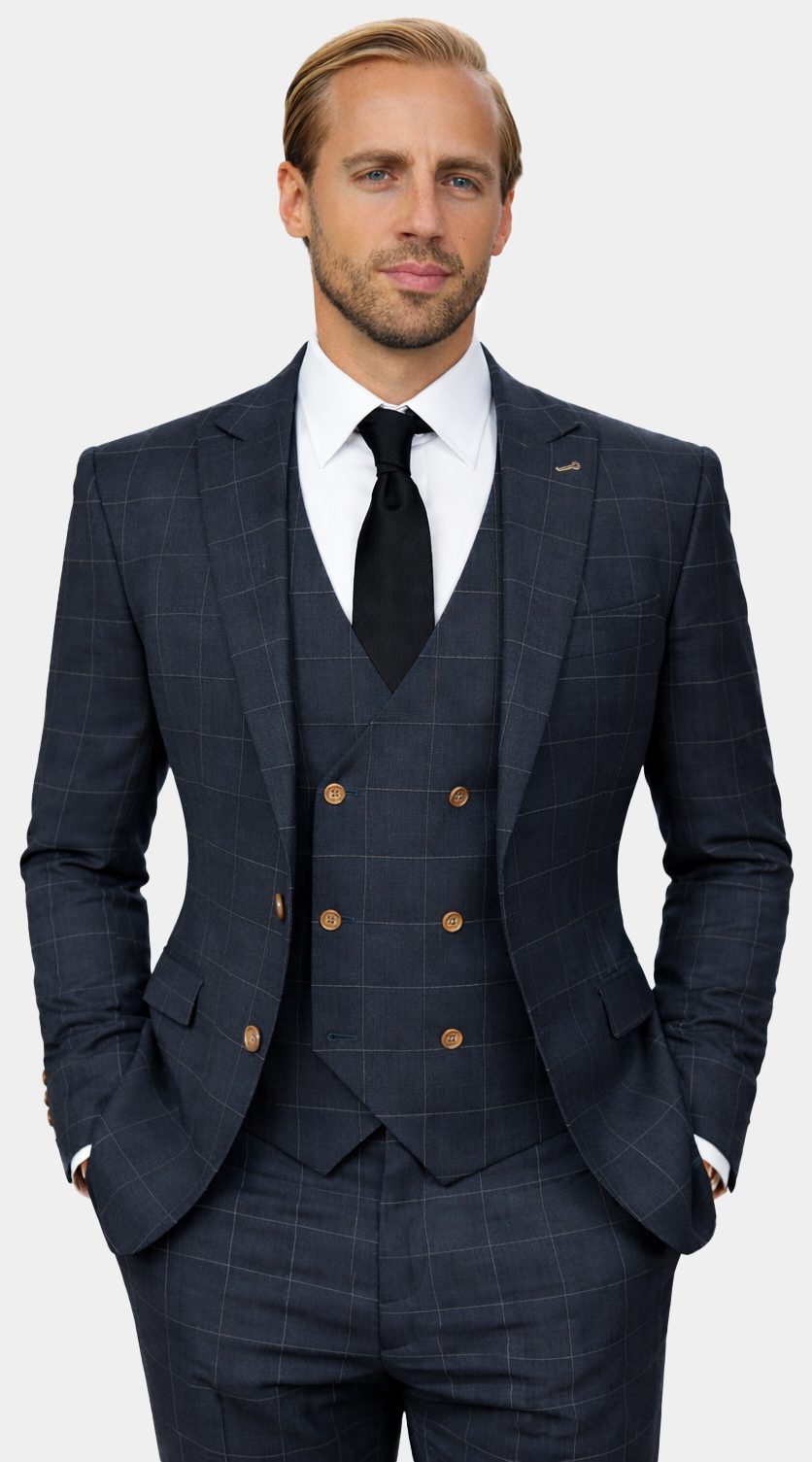 Denim Blue Windowpane Suit