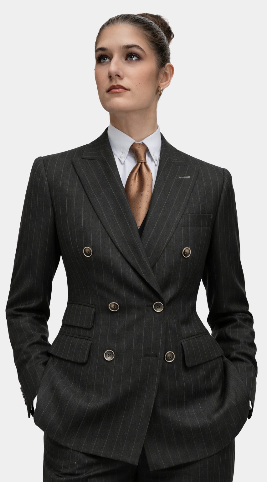 Complet Rayures Charcoal Double Boutonnage