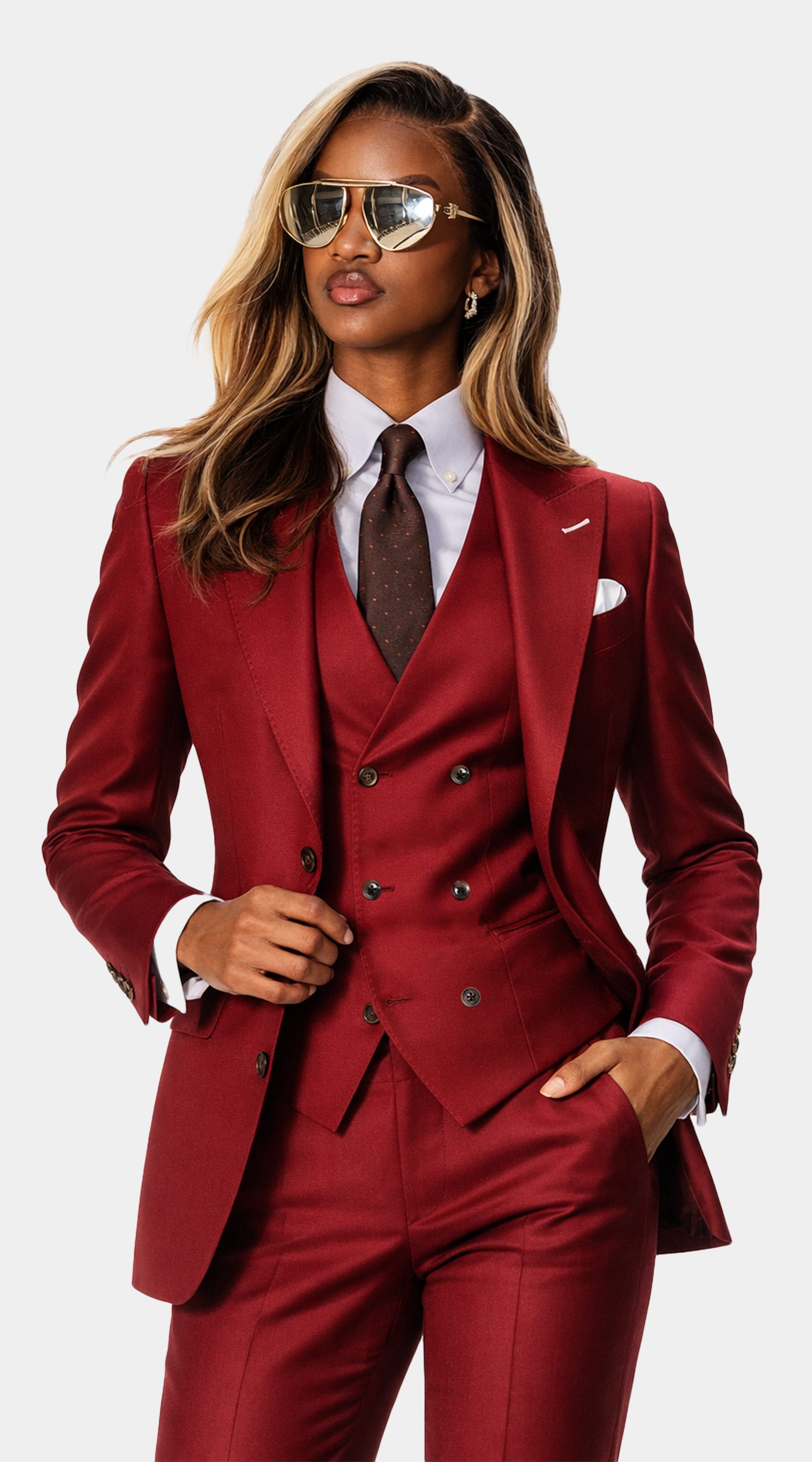 red dress suits for women African Red Classic Suit L / XL / Stretchy