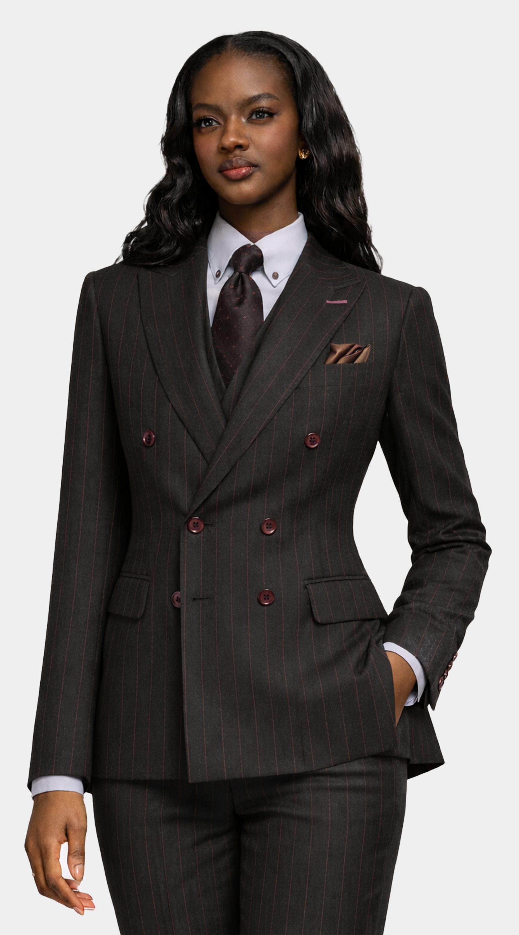 Chocolate with Pink Pinstripe Suit