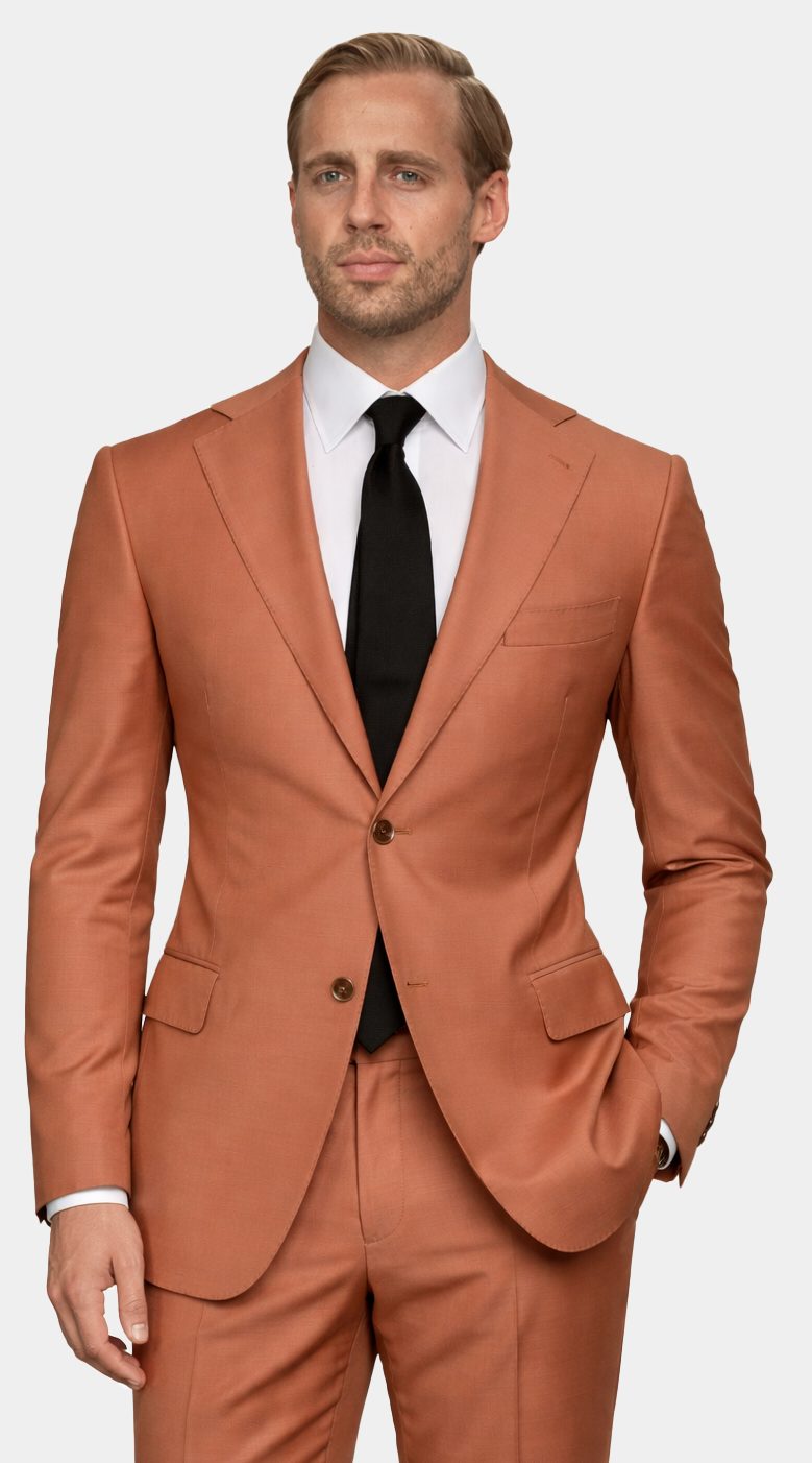 Coral Orange Linen Suit