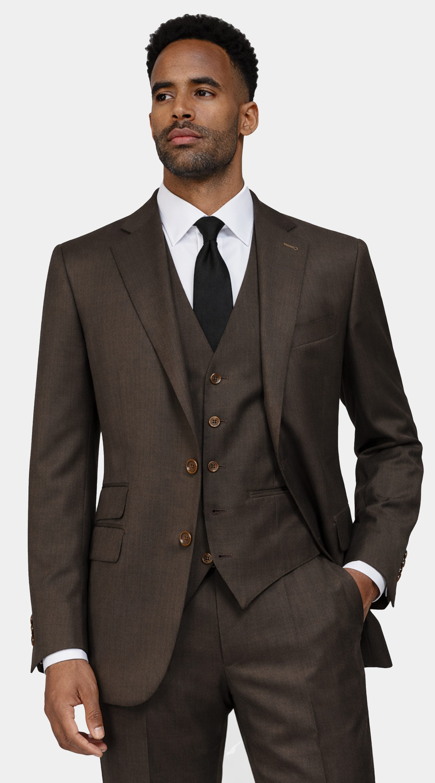 Dark Walnut Brown Wool Suit