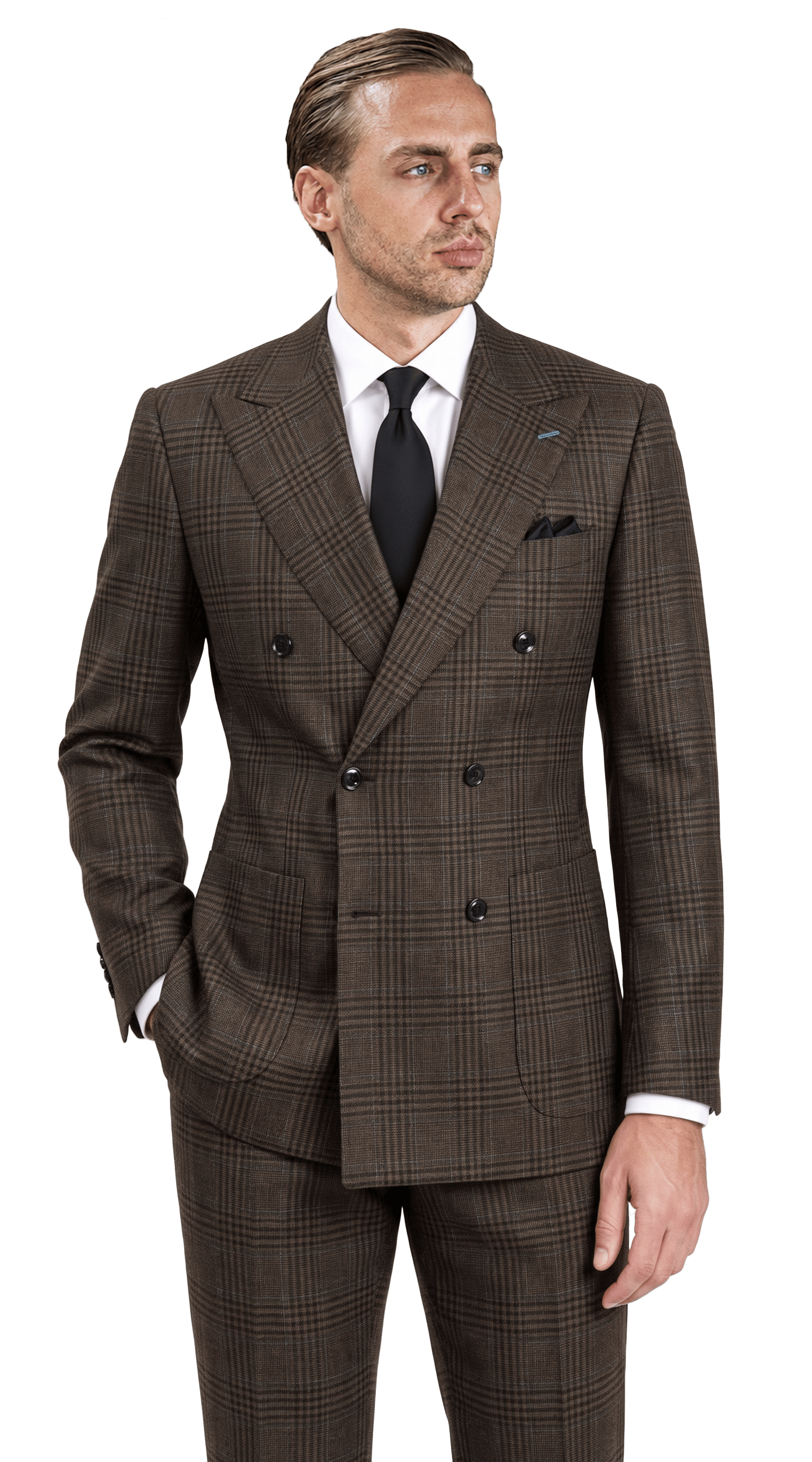 Costume Croisé Carreaux Glen Espresso