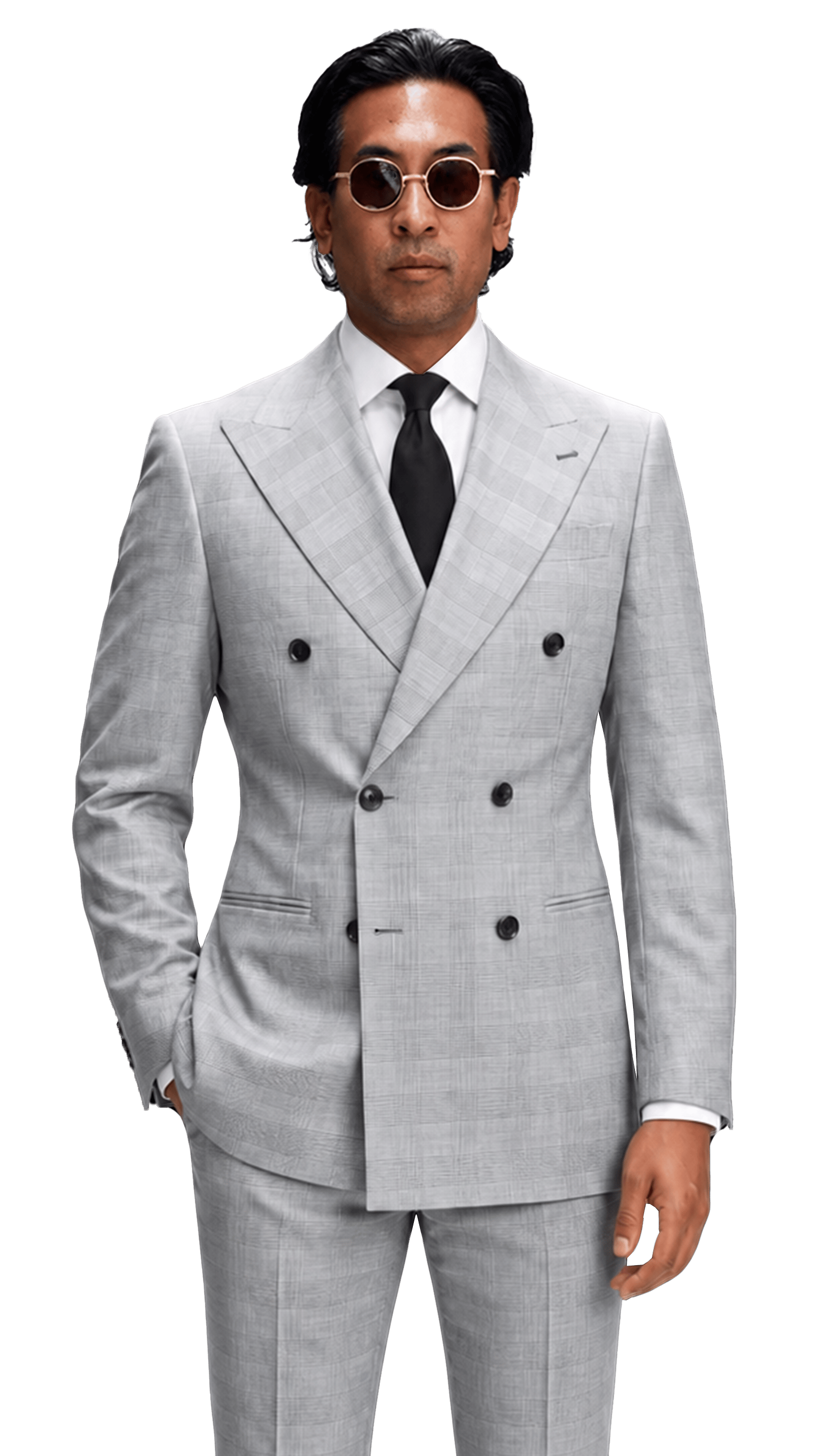 Grey Glen Plaid Double-Breasted Suit