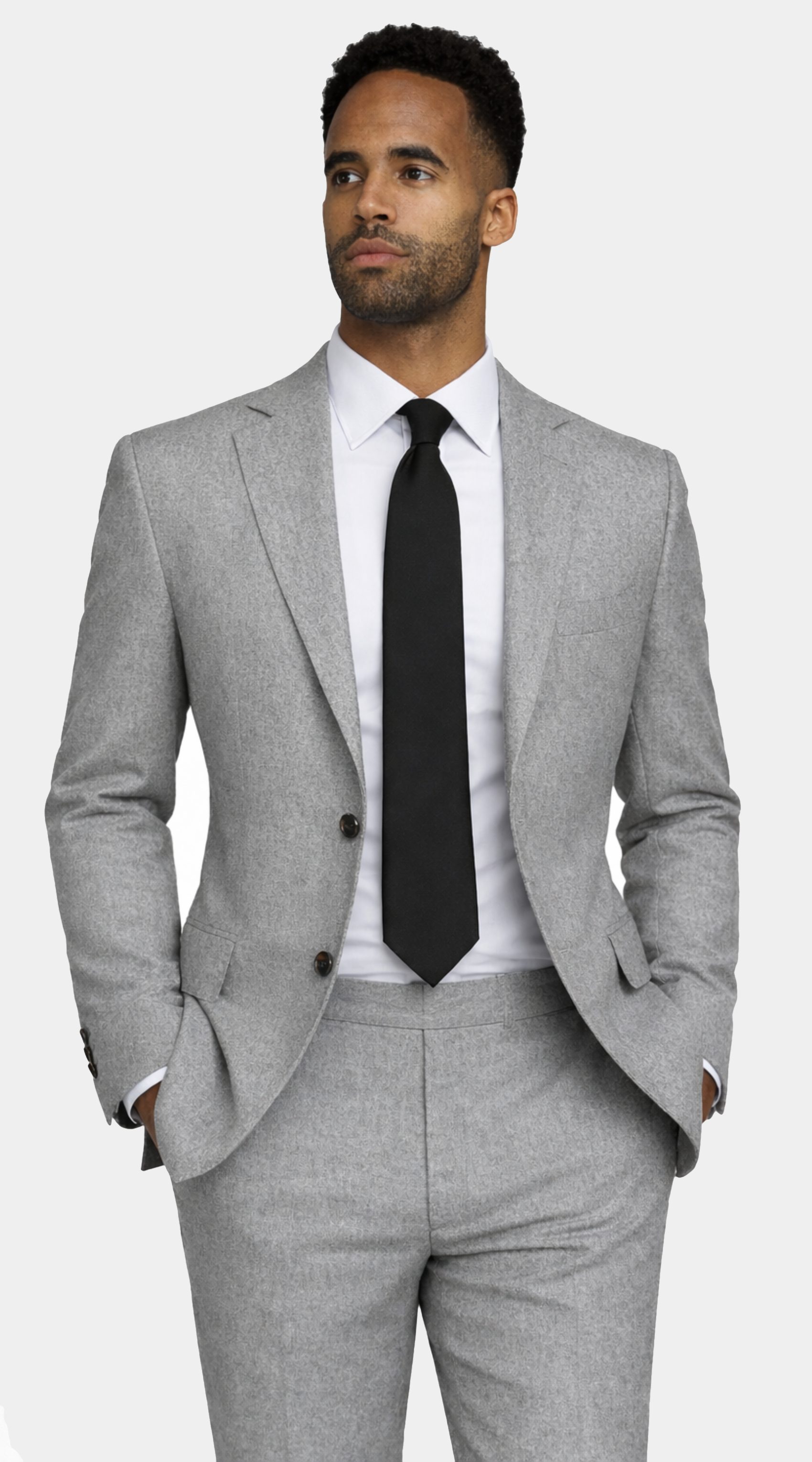 Complet Flanelle Laine Gris Clair
