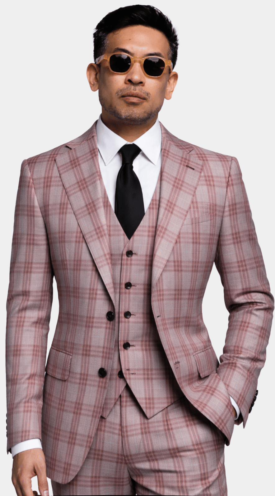 Burgundy Glen Plaid Wool Suit