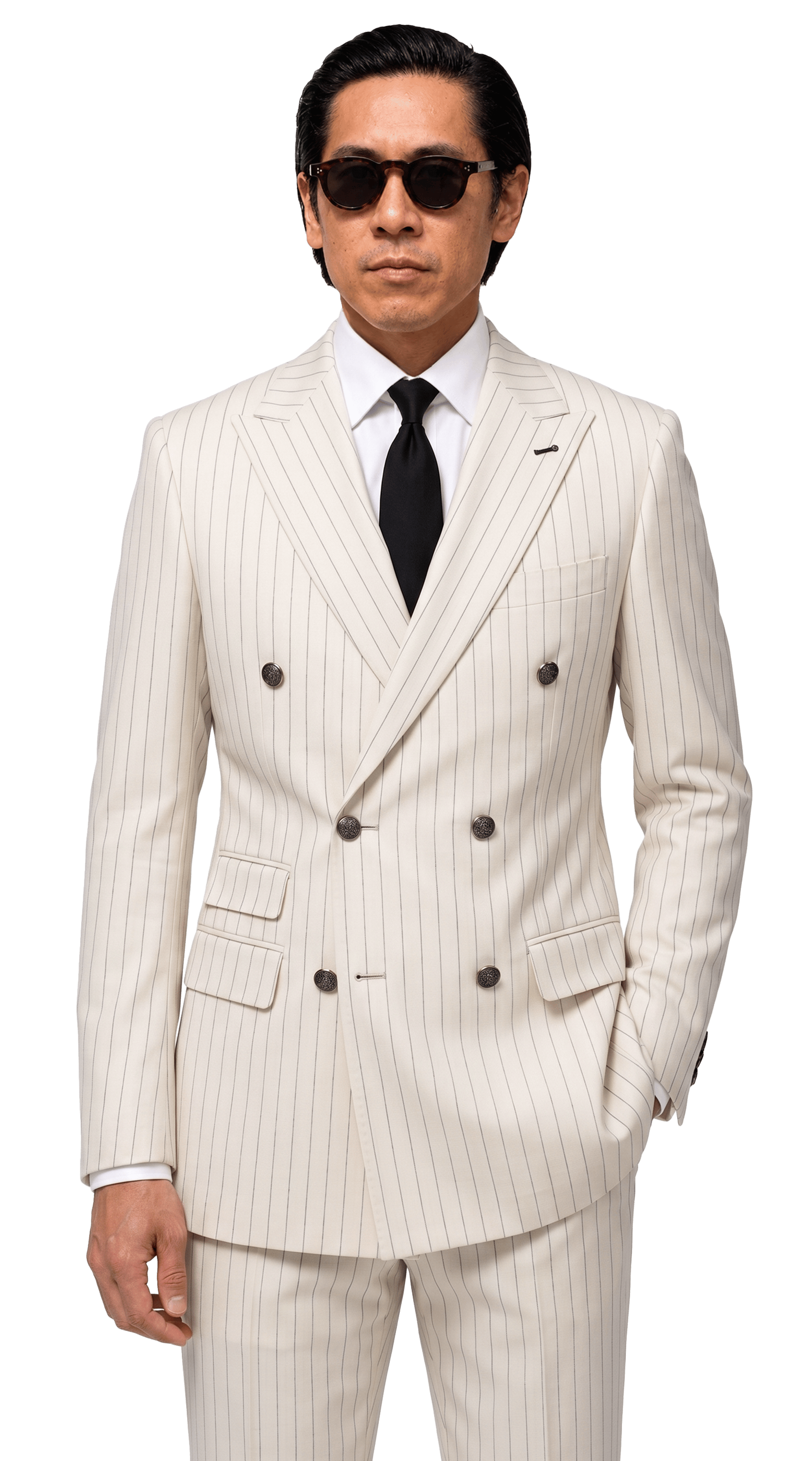 Ivory Pinstripe Double-Breasted Suit