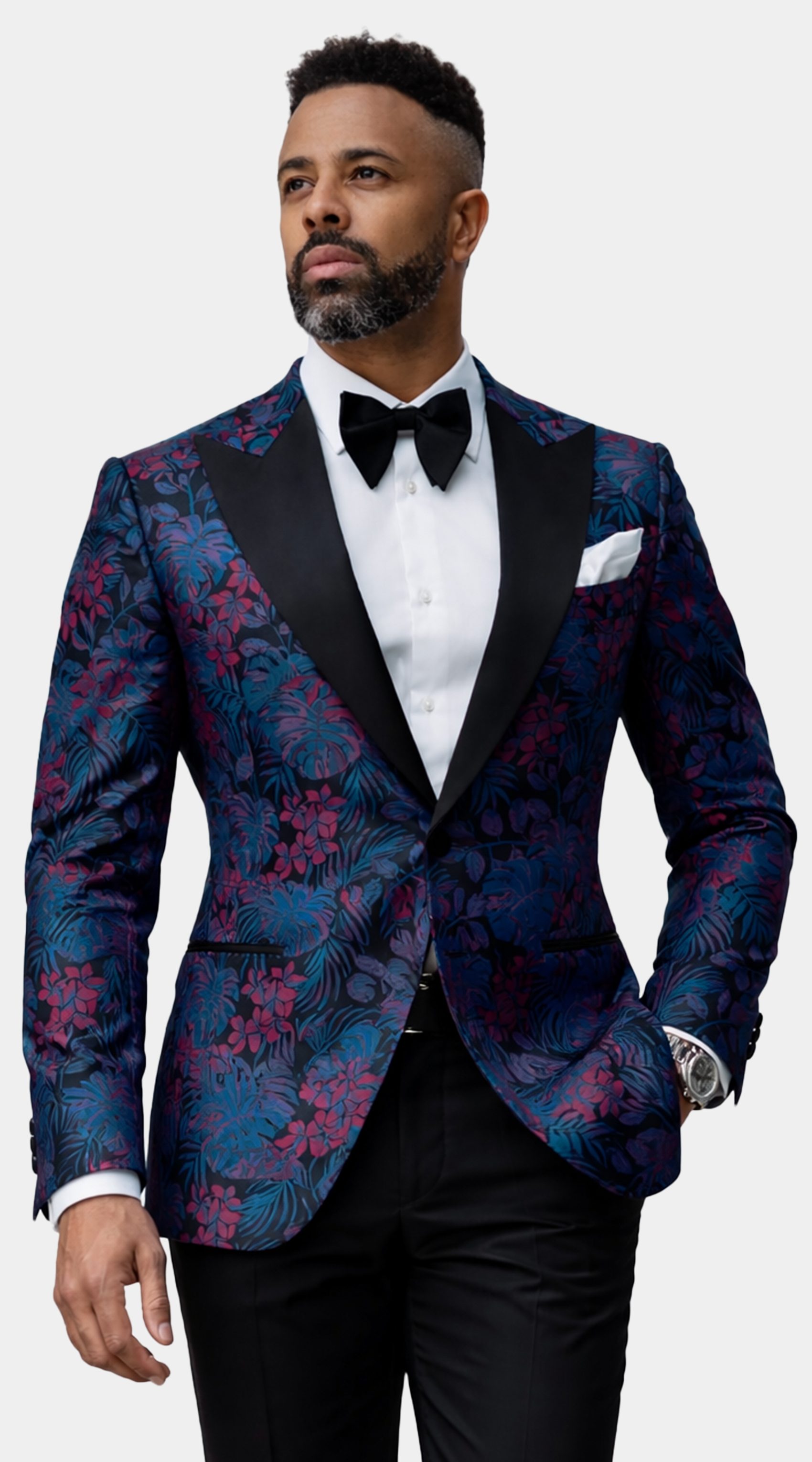 Black Floral Bloom Jacquard Tuxedo