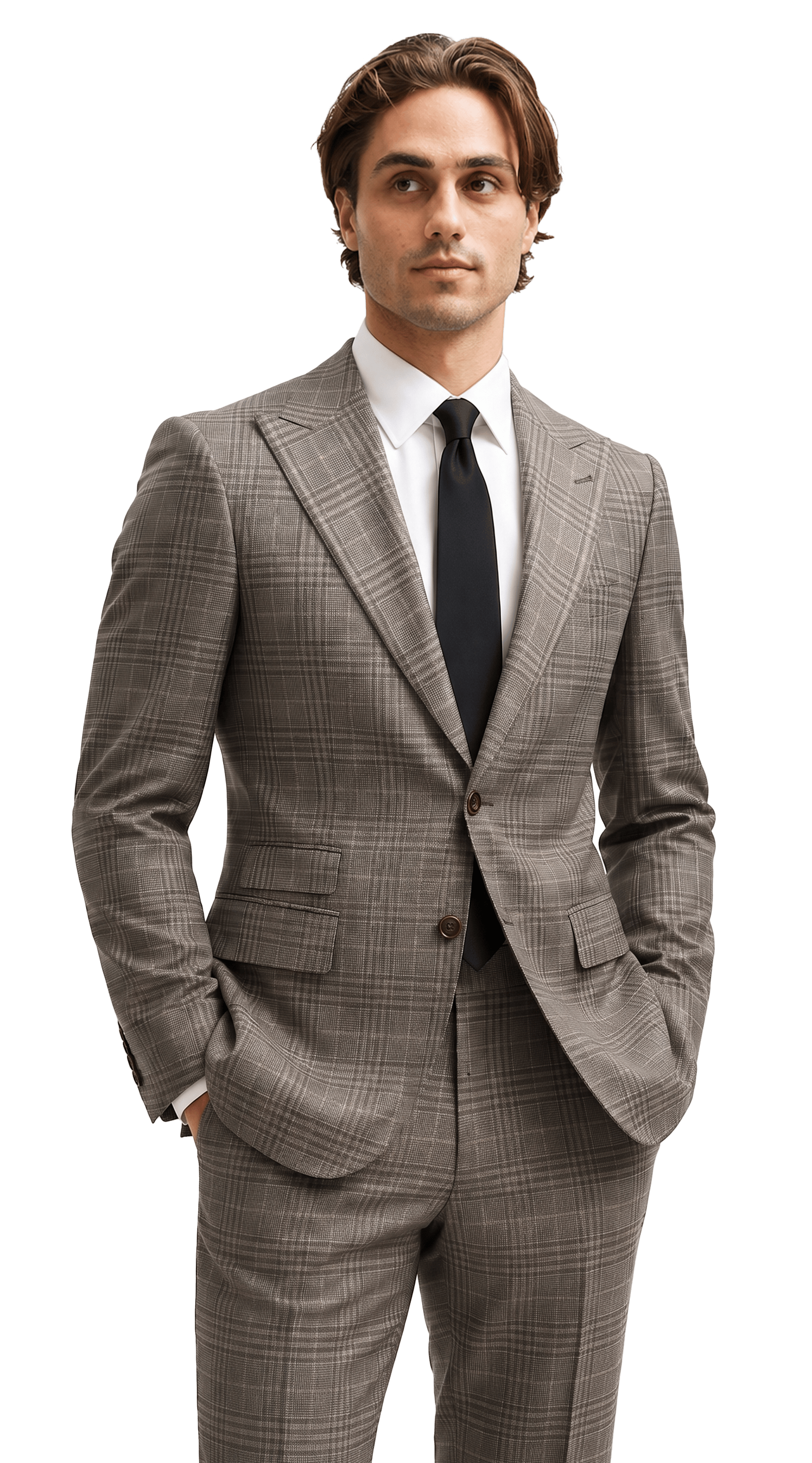 Taupe Brown Glen Plaid Wool Suit