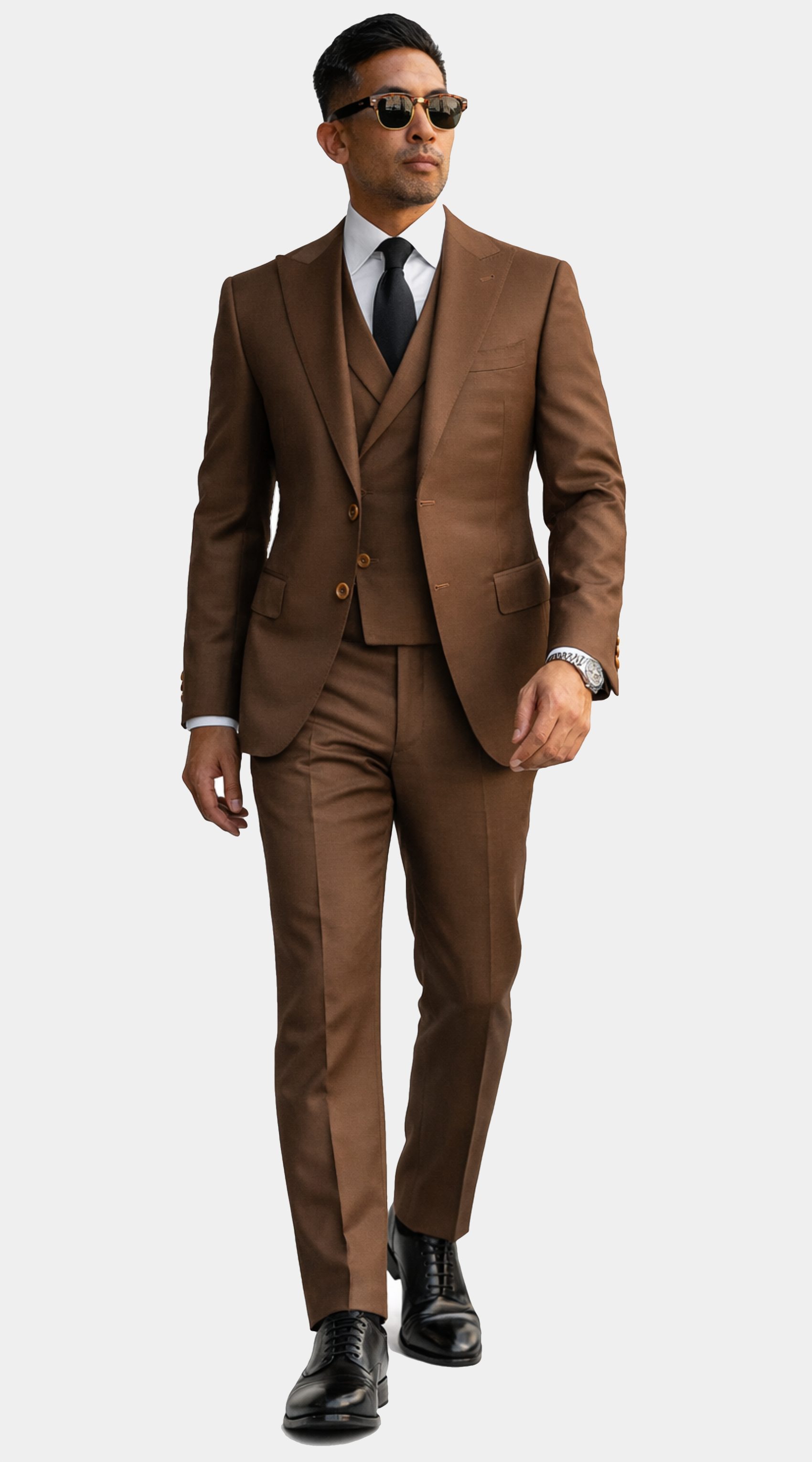 Terra Brown Three-Piece Suit 