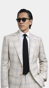 Beige Brown Plaid Suit
