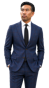 Blue with Brown Windowpane Wool Mix Suit