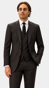 Brown Prince of Wales Wool Suit With Blue Overcheck