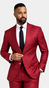 Crimson Red Windowpane Wool Suit