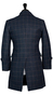 Court Manteau Carreaux Bleu Minuit