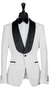 White Floral Jacquard with Black Satin Tux