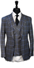 Grey with Baby Blue Windowpane Wool Mix Suit