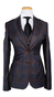 Mocha Blue Plaid Three-Piece Suit 