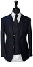 Midnight Blue Herringbone Striped Suit