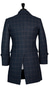 Court Manteau Carreaux Bleu Minuit