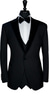 Classy Black Wool with Velvet Lapel Tuxedo