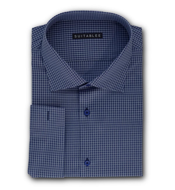 Blue Check Broadcloth Dress Shirt